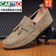 卡帝樂(lè )鱷魚(yú)（CARTELO）豆豆鞋男夏季2026新款精神小伙鞋子男士懶人一腳蹬樂(lè )福駕車(chē)鞋皮鞋 K037卡其 44