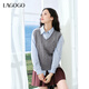 LAGOGO【抗起球】灰色背心針織衫女拉谷谷2024冬新款麻花馬甲毛衣 灰色(R2) L