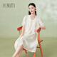 菲妮迪（FINITY）【新中式】連衣裙夏季新款簡(jiǎn)約國風(fēng)套裝裙子女 米色 XL
