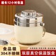 百暢（BAICHANG）304不銹鋼兩層保溫飯盒24小時(shí)保溫桶上班族帶飯便當盒 【米色】 1.5L 雙層
