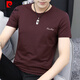 皮爾卡丹（pierre cardin）莫代爾冰絲t恤短袖男簡(jiǎn)約衣服百搭夏季圓領(lǐng)夏裝休閑冰感半袖潮流 8817-223酒紅色 XL【120-140斤】