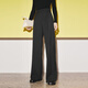 麥檬MM2023年新款秋裝羊毛高腰直筒百搭長(cháng)褲休閑褲女 深灰闊腿褲5E7952601Q-1 S