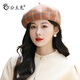 公主兔貝雷帽女秋冬保暖羊毛畫家帽韓版百搭時(shí)尚南瓜帽復(fù)古英倫蓓蕾帽子 橘紅色 有彈性