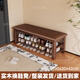 造作紀家用軟包實木換鞋凳進門口多層鞋架入戶玄關(guān)可坐式鞋柜穿鞋凳一體 胡桃色兩層100cm