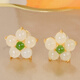 洛麗亞925銀鑲嵌一點(diǎn)綠天然和田玉新中式國風(fēng)設計感白玉桃花耳釘耳環(huán)