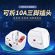 家用插頭帶開關指示燈保險管國標三極電源插頭10A三扁組裝插頭 7102嘉和10A大開關