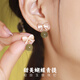 建祿蝴蝶結(jié)和田玉石銀耳釘女士耳墜氣質(zhì)高級感耳環(huán)飾生日禮物老婆媽媽