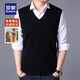 羅蒙純色羊毛背心男士春季商務(wù)V領(lǐng)中青年無(wú)袖毛衣 黑色 M /170(建議100-115斤)