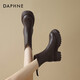 達(dá)芙妮（DAPHNE）短靴女秋季新款百搭英倫風(fēng)瘦瘦靴2024秋冬圓頭彈力馬丁靴 棕色跟高6cm 37 標(biāo)準(zhǔn)碼