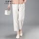衣典零一（LEDIALYI）2025夏季女裝新款百搭寬松中年棉麻休閑褲女薄款亞麻直筒九分褲子 米色 XL （建議125-138斤）