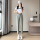 法詩慕（FASHIMU）冰絲西裝褲女2024夏季直筒寬松高腰顯瘦九分小個子休閑煙管褲2060 薄荷綠九分 L 建議109-118斤