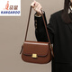 袋鼠（KANGAROO）包包女包2025復古牛皮單肩包文藝百搭斜挎小方包腋下包生日禮物送 T8016#棕色