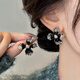 伊燦黑色鋯石花朵耳釘女小眾設計感高級感通勤耳環(huán)2025年新款氣質(zhì)耳飾 黑色鋯石花朵耳釘