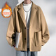 舉風(fēng)毛呢大衣男冬季翻領(lǐng)潮牌復古情侶裝寬松大碼英倫風(fēng)呢子外套男加厚 J555J加棉-卡其色 XL【130-150斤】可穿