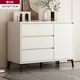 左?。▃uoyin）斗柜五斗柜臥室柜子儲物柜木質(zhì)收納柜客廳靠墻五斗櫥抽屜式置物柜 【三抽帶導軌】100*40*75CM白色 組裝(自己安裝）