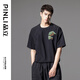 品立（PINLI）短袖t恤男夏季新款男裝貼布刺繡休閑男士體恤上衣 黑色 M 170