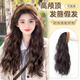 骉祥發(fā)箍假發(fā)一體女時(shí)尚帽子長(cháng)卷發(fā)秋冬羊毛卷自然無(wú)痕仿真發(fā)女頭套E2 【棕黑色】 升級水波紋卷發(fā)+護理