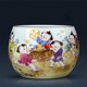 乾雅堂 景德鎮(zhèn)陶瓷器粉彩童子聚寶盆裝飾品水缸魚缸花盆新中式客廳創(chuàng)意 雍正仿古粉彩歡天喜地聚寶盆擺件