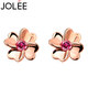 JOLEE耳釘彩色寶石碧璽S925銀時(shí)尚玫瑰金色幸運(yùn)草飾品送女生節(jié)日禮物