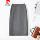 皮爾卡丹針織2025潮流秋冬新款毛呢半身裙中長(cháng)款包臀高腰顯瘦一步裙加厚 灰色 M