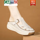 卡帝樂(lè )鱷魚(yú)（CARTELO）品牌斷碼軟底包頭媽媽涼鞋女夏季真皮厚底一腳蹬休閑旅游鏤空涼拖 米白色 38