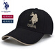 U.S.POLO ASSN.保羅帽子男士純棉硬頂棒球帽polo女春夏秋遮陽防曬太陽帽潮流休閑 黑色卡其標(biāo)（硬頂款） 禮盒裝可調(diào)節(jié)(54-60)cm