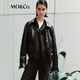 MO&Co.外套鏡面素皮肌理中性闊型棒球服夾克翻領(lǐng)醬果紅摩安珂新年紅 黑色 M