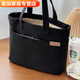 葉余學(xué)生上課單肩包簡(jiǎn)約大容量帆布包女百搭通勤文藝托特包手提布袋包 黑色