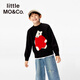 little MO&Co.親子裝 童裝25春裝新款女童圓領(lǐng)男童毛衣毛衫羊毛兒童 黑色 130 130/64