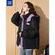 唐獅（TonLion）2025女撞色拼接立領(lǐng)帶帽棉衣 黑色 L