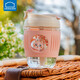 樂(lè )扣樂(lè )扣（LOCK&LOCK） 玻璃杯茶杯男女簡(jiǎn)約吸管杯子便攜大容量咖啡杯泡茶杯牛奶隨行杯 櫻花限定-貓咪款 350ml