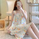 暢印新品風(fēng)睡裙夏季吊帶睡衣綿綢女家居服印花甜美公主可愛(ài)大碼綿綢 1 2XL建議120-140斤