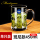 樂美雅加厚鋼化玻璃杯家用耐熱喝水泡茶杯子帶把牛奶杯帶蓋早餐杯 班尼把杯450ml