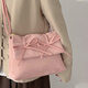 木丁丁斜挎包甜美蝴蝶結粉色包包女單肩2025新款潮大容量通勤學(xué)生托特包 抽繩蝴蝶結單肩包【粉色】 中包