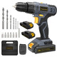 POWERLAND20v沖擊鉆 充電電鉆 鋰電池手槍鉆小型手鉆電動螺絲刀電起子家用多功能電動工具 20v不帶沖擊兩電一充