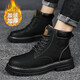 賽諾楓馬丁靴男款高幫大黃靴2025年新款情侶真皮加絨雪地靴英倫風(fēng)男靴子 黑色加絨【精選牛皮】 原版品質(zhì) 42