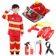 丘萊兔 消防員衣服兒童服裝道具職業(yè)體驗(yàn)COS小孩角色扮演演出消防服套裝 紅色聲光帽七件套 130cm