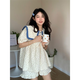 元族可愛(ài)碎花睡衣女夏季2024年新款學(xué)生短袖短褲娃娃領(lǐng)兩件套裝家居服 FM#娃娃領(lǐng)藍色（短袖短褲） L