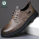 啄木鳥(niǎo)官方斷碼2026新款男士皮鞋透氣休閑鞋英倫風(fēng)工裝鞋防滑軟底皮鞋 A-01卡其色A-5 39 -品牌旗艦斷碼特價(jià)名鞋十大