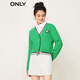 ONLY時(shí)尚潮流休閑撞色V領(lǐng)開衫針織衫女|12313A011 D55 亮綠色BRIGHT GREEN M (165) 84A