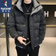 啄木鳥(niǎo)冬季新款羽絨服男士短款連帽衣服加厚韓版潮牌青年冬裝外套男上衣 黑色 XL