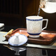 玉柏 景德鎮(zhèn)陶瓷茶杯帶蓋會(huì)議杯青花辦公室泡茶杯青花玲瓏瓷器水杯 奉公會(huì)議杯 400ml 1只