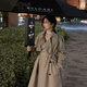 妤遇（YUUZYUUS）品牌女裝風(fēng)衣外套女2025春秋新款韓版氣質(zhì)英倫風(fēng)中長款過膝大衣 卡其色 M