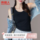 南極人背心女吊帶美背秋冬保暖內搭彈力運動(dòng)打底衫無(wú)袖t恤緊身短上衣黑