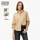 Teenie Weenie小熊女裝襯衫秋季簡(jiǎn)約基礎休閑時(shí)尚拼接純色長(cháng)袖襯衣 淺卡其色 S (160)