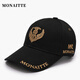 蒙奈特（MONAITTE）帽子男秋冬新款刺繡大頭圍鴨舌帽戶(hù)外中老年運動(dòng)四季遮陽(yáng)棒球帽女 黑色（四季款） 均碼 可調節（54-61CM）