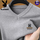 花花公子（PLAYBOY）品牌羊毛衫男100純羊毛秋冬款V領(lǐng)針織衫中年男士爸爸打底衫毛衣 長(zhǎng)袖A53灰色Y M 165推薦90-120斤