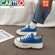 卡帝樂(lè )鱷魚(yú)（CARTELO）厚底帆布鞋女春秋季2026新款百搭小眾小白鞋運動(dòng)休閑松糕網(wǎng)紅板鞋 藍色 36