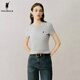 POLOWALK女士短袖T恤2025夏季新品女式短袖圓領(lǐng)T恤女裝上衣 花灰色 L /165
