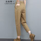 衣典零一（LEDIALYI）2025春秋季女裝新款時(shí)尚寬松高檔中年小個(gè)子休閑褲女九分哈倫褲子 卡其色 M （建議90-115斤）